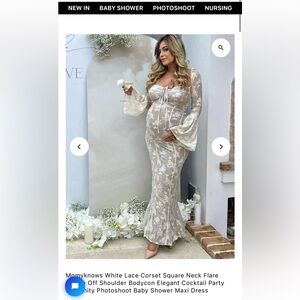 White Lace Off-Shoulder maternity dress